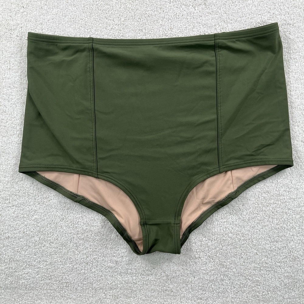 J Crew Bikini Set High Rise Bottoms M Underwire Top 34C Olive Green NWOT - Picture 5 of 12